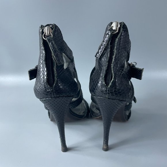 Giusuppe Zanotti Black python Gladiator Strappy Heels Sandals, Size 38.5 - Picture 6 of 13